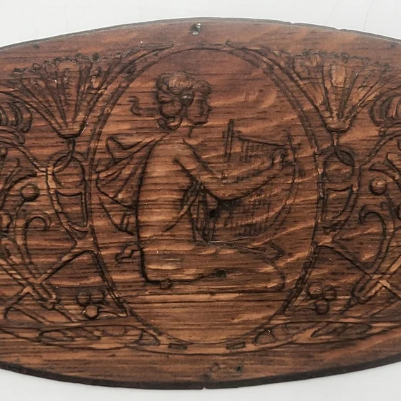 Antique Vintage Wood Carved Woman pediment Medallion Furniture 18 Art Nouveau